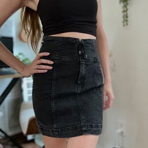 Free People Black Pencil Mini Skirt